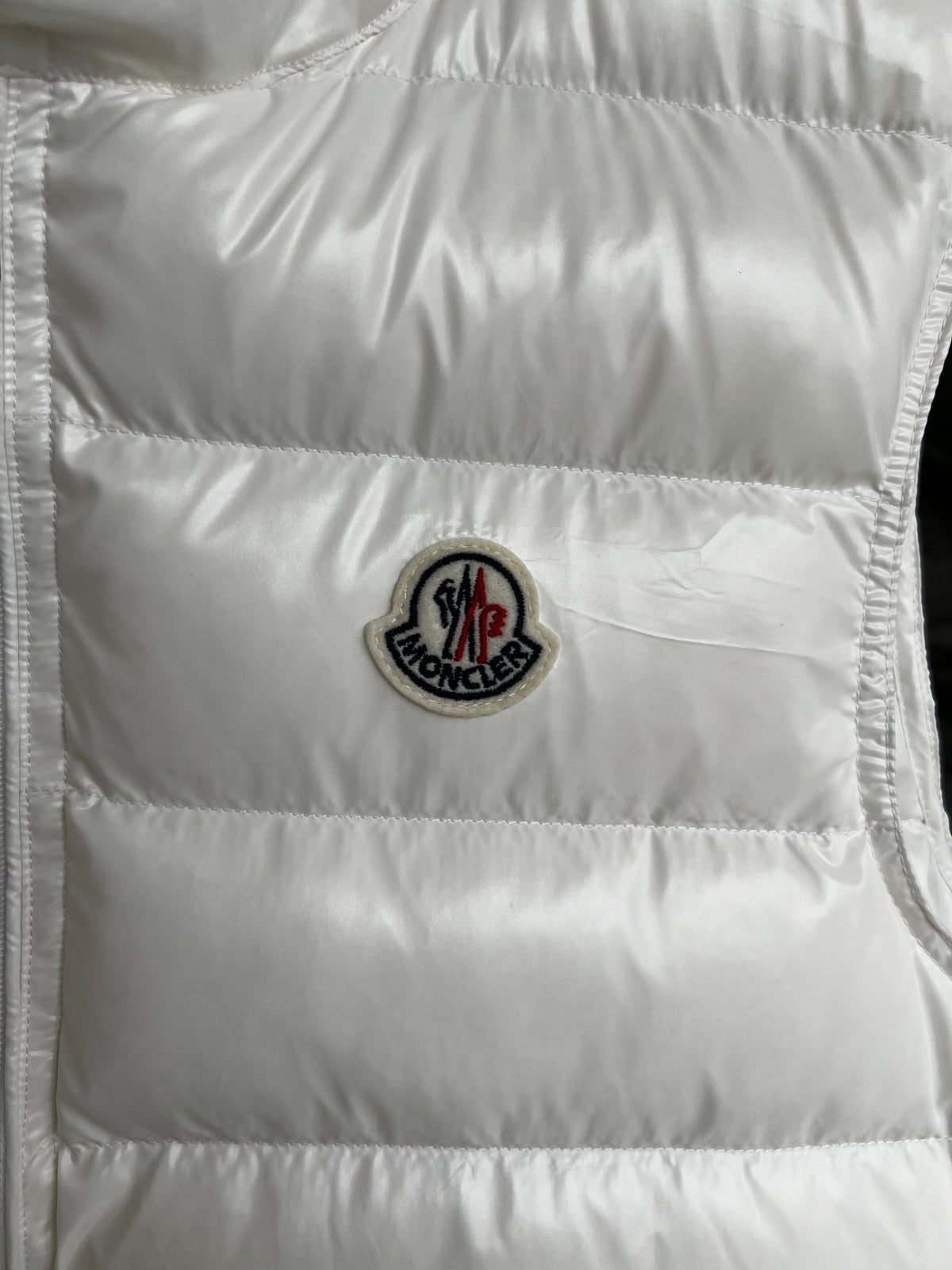 Moncler Stand-Collar Puffer Vest with Angled Zip Pockets - White