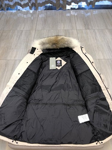 Canada Goose Hooded Quilted Parka with Flap Pockets - Cream