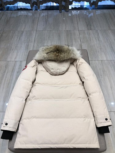 Canada Goose Hooded Quilted Parka with Flap Pockets - Cream