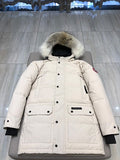 Canada Goose Hooded Quilted Parka with Flap Pockets - Cream