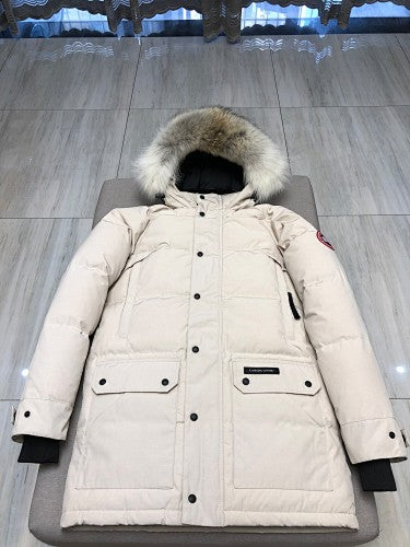 Canada Goose Hooded Quilted Parka with Flap Pockets - Cream