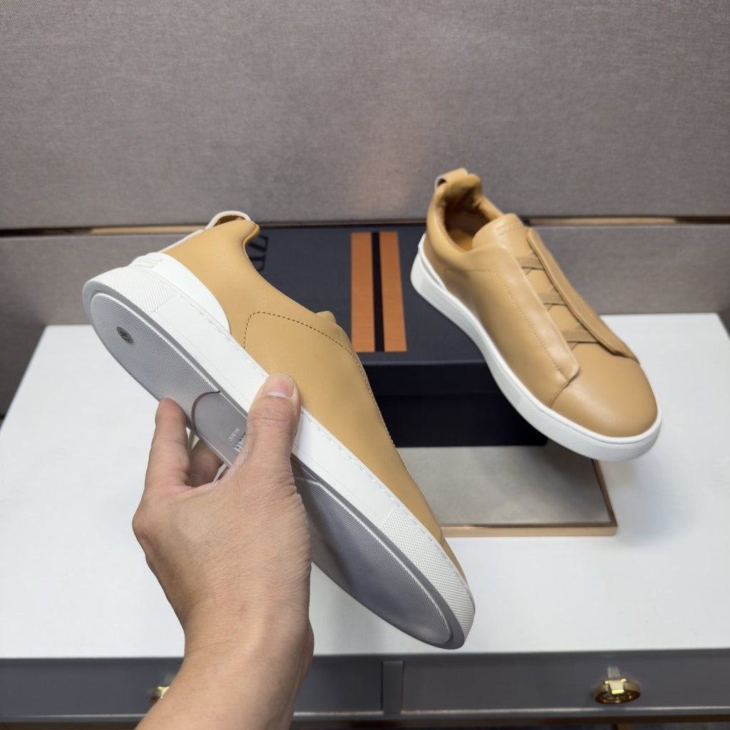 Zegna Men's Leather Slip-On Sneakers