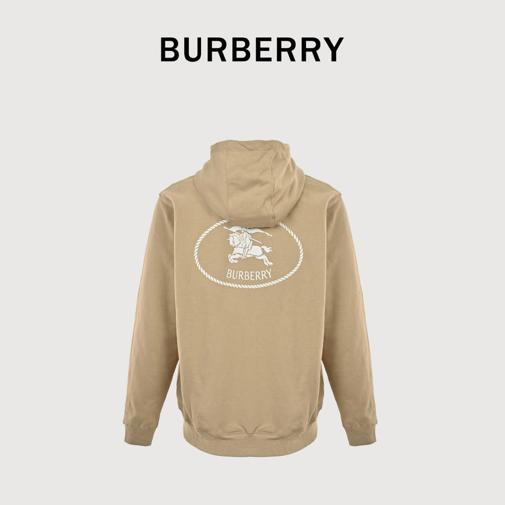 Burberry 25FW Back Crest Equestrian Knight Embroidery Double-Zip Hooded Jacket Khaki
